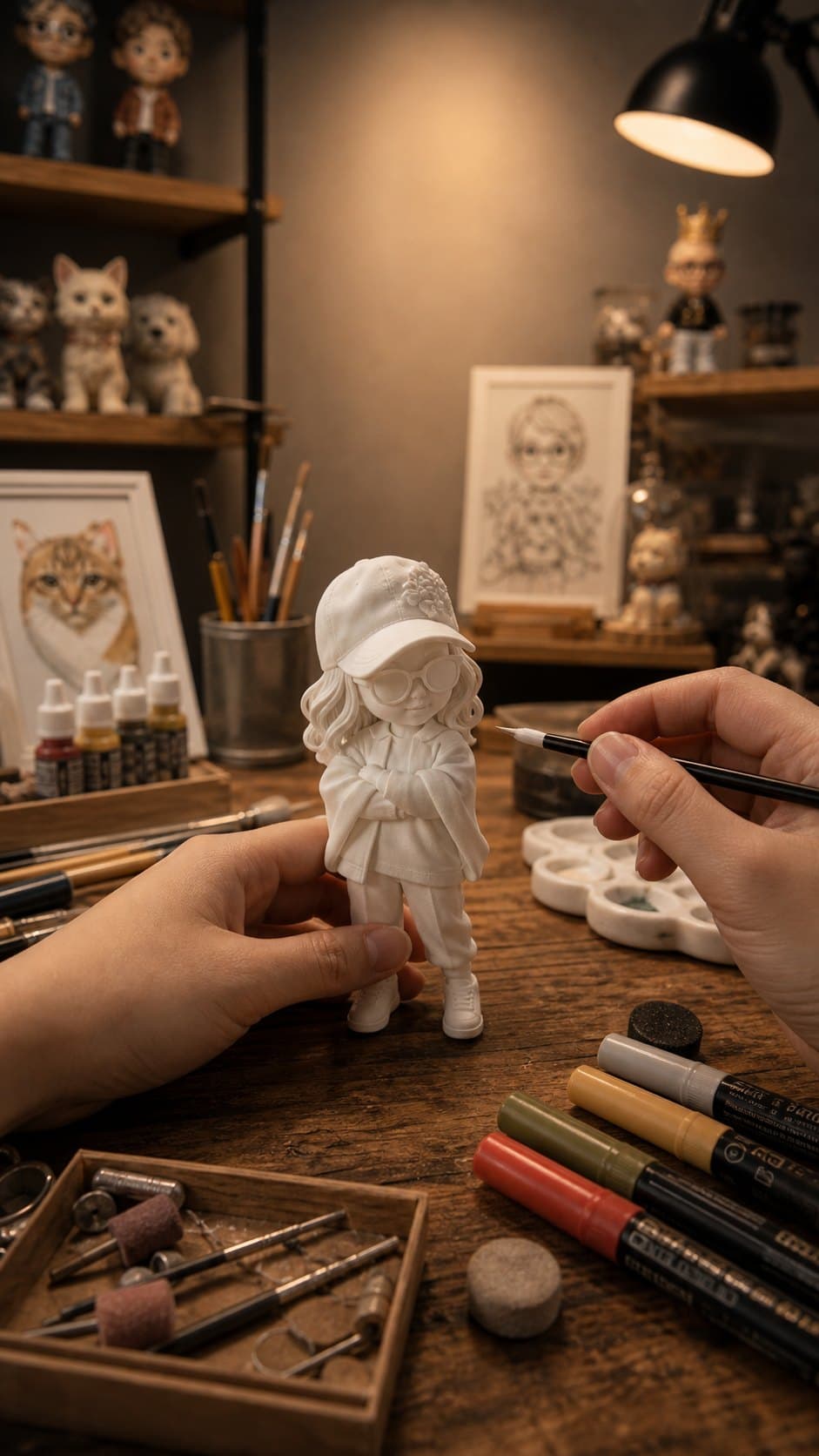 A Moroyal keepsake being hand-painted in the studio with a fine brush