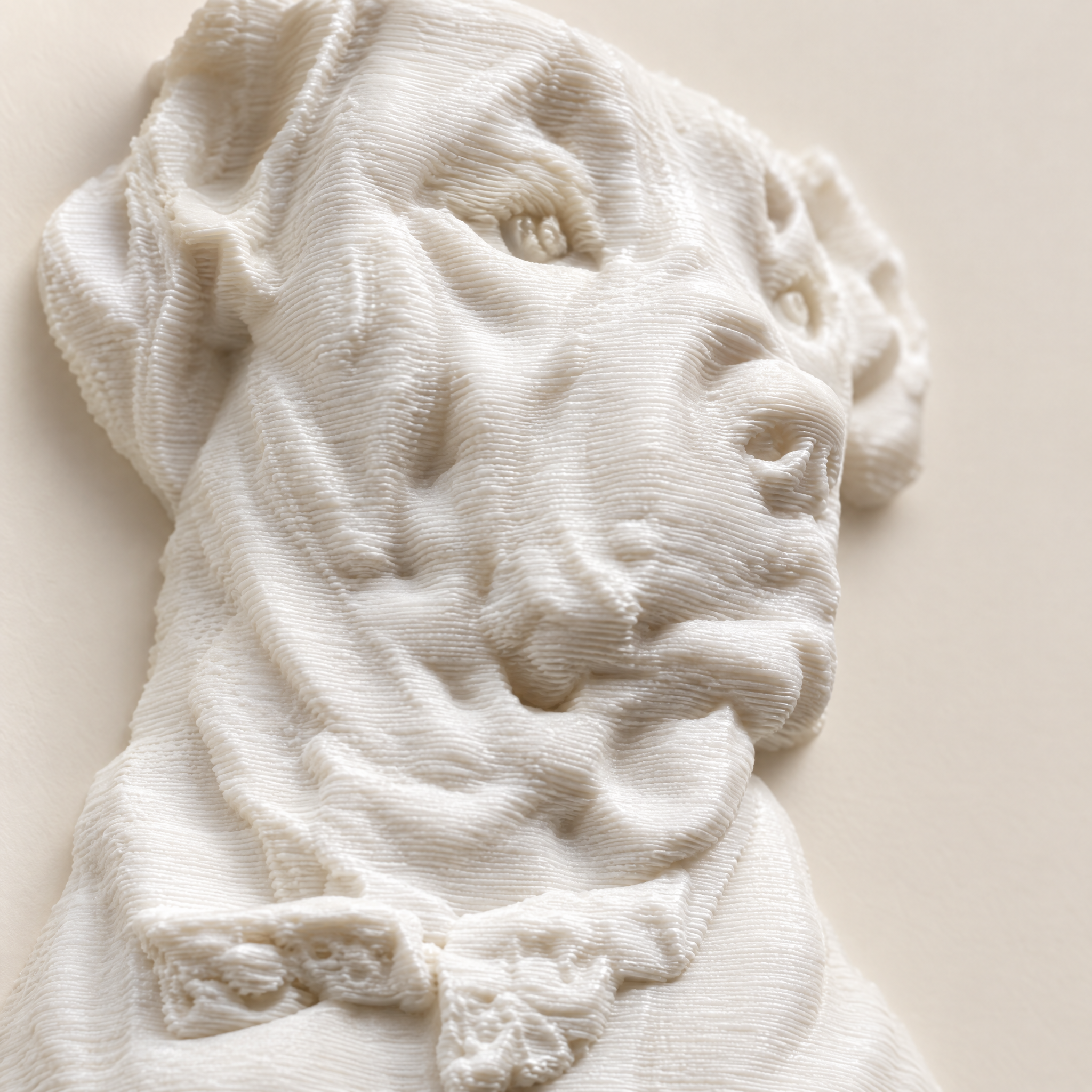 Close-up of the hand-sculpted 3D relief detail