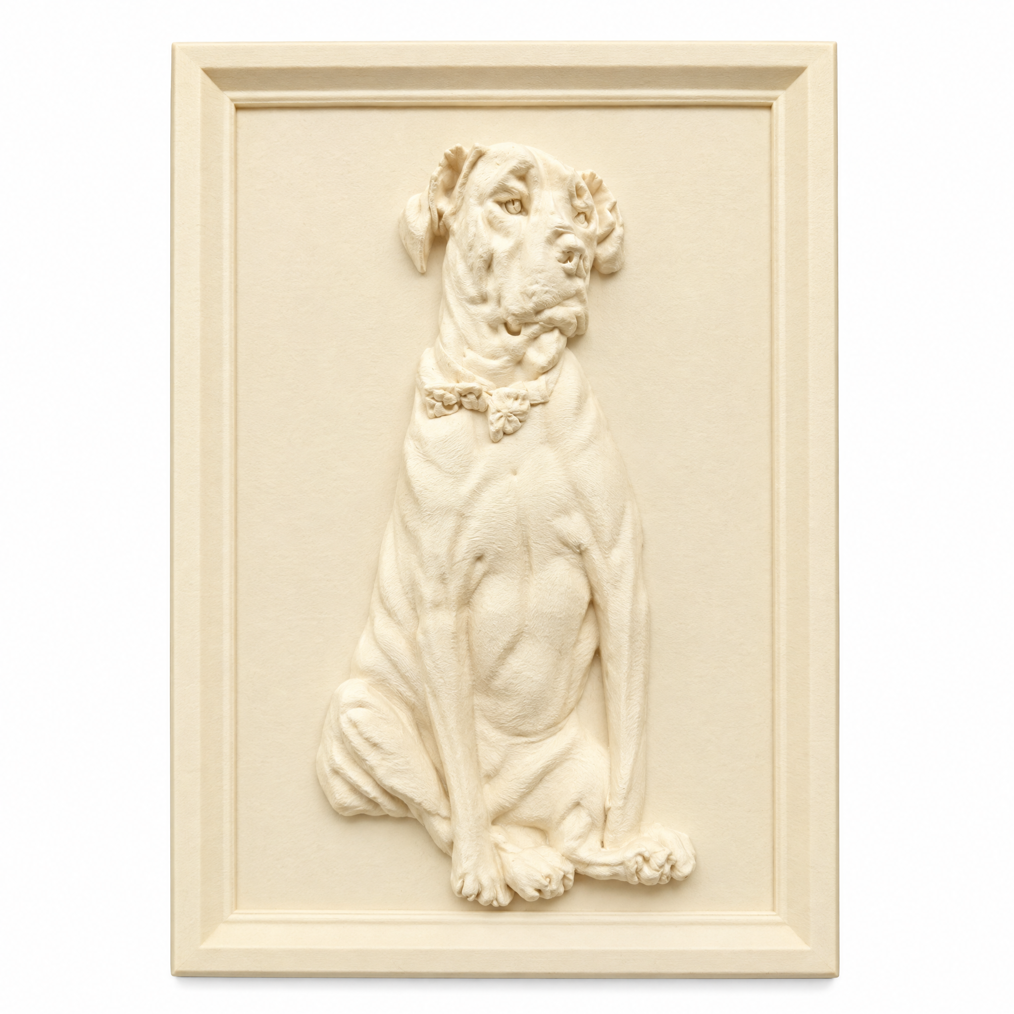 Pet memorial keepsake — matte single-color relief portrait